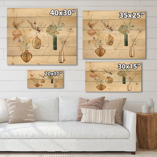 Designart - Bouquets Of Wildflowers In Gold Vases III